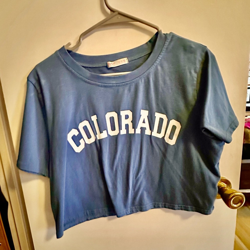 Cropped Blue Colorado Tee Shirt